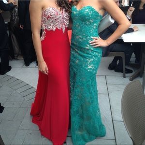 Red long prom dress